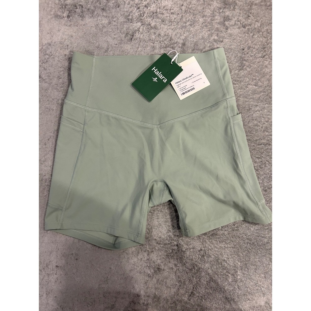 Halara UltraSculpt High Waisted Sage Green Biker Shorts with Pockets S NWT #10